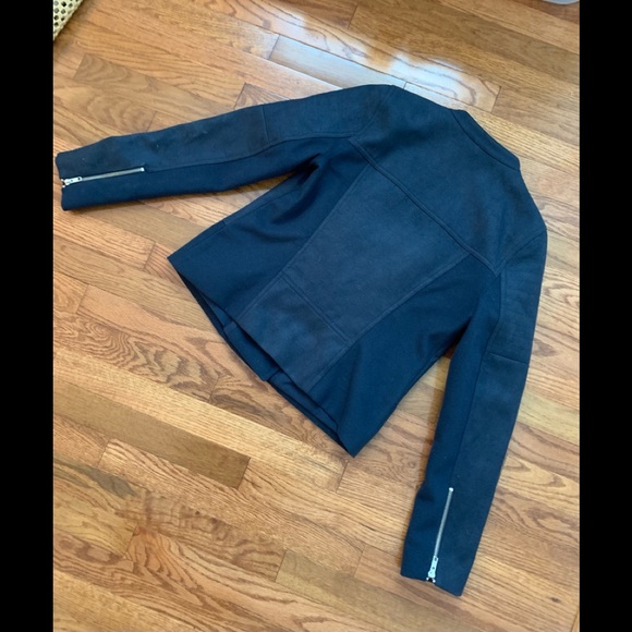 Trouve Blue Felt Moto Jacket women's medium size - Picture 4 of 11